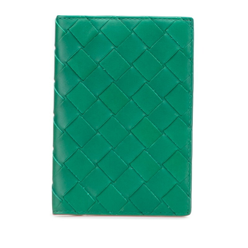 Bottega Veneta Intrecciato Passport Wallet Green Leather Bottega Veneta Intrecciato Passport Wallet Green Leather